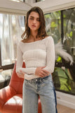 BiBi Textured Sheer Boat Neck Top - Trendsi - Flyclothing LLC
