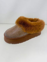 WILD DIVA Embellished Faux Fur Platform Booties - Trendsi - Flyclothing LLC