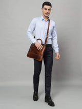 Modernist Leather Laptop Bag- Brown - Classy Leather Bags - Flyclothing LLC