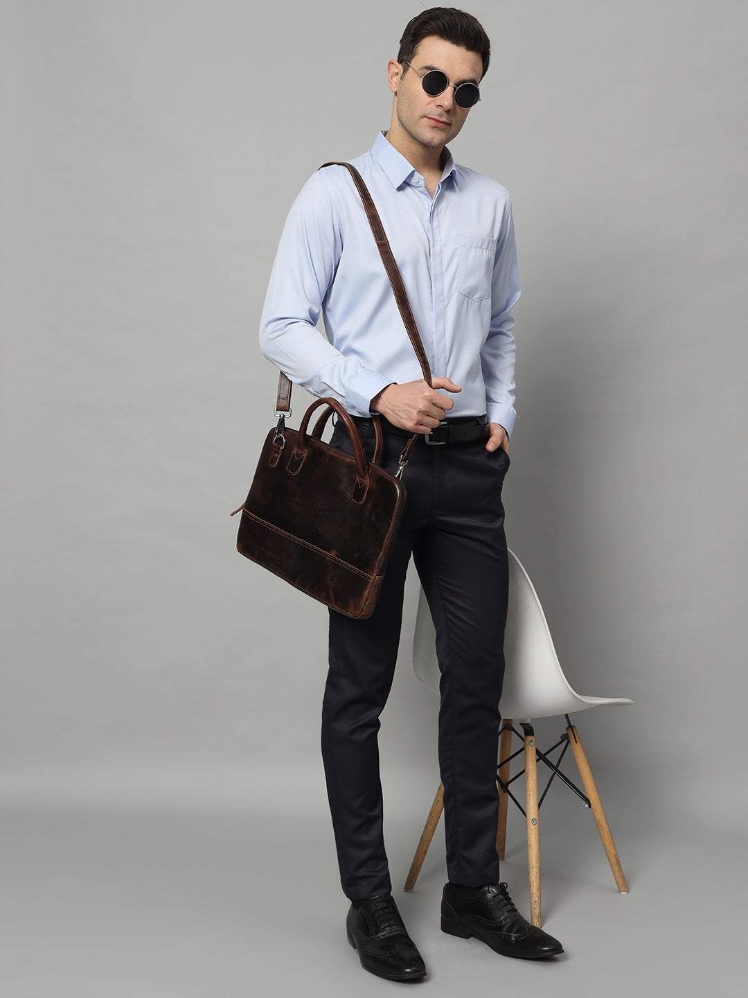 Modernist Leather Laptop Bag-Dark Brown - Classy Leather Bags - Flyclothing LLC