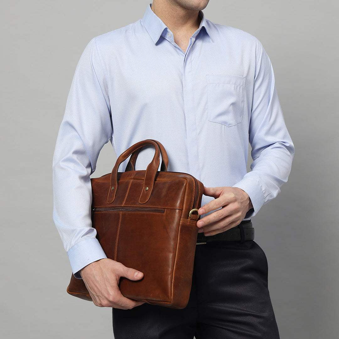 Denver Slim Laptop Briefcase - Classy Leather Bags - Flyclothing LLC