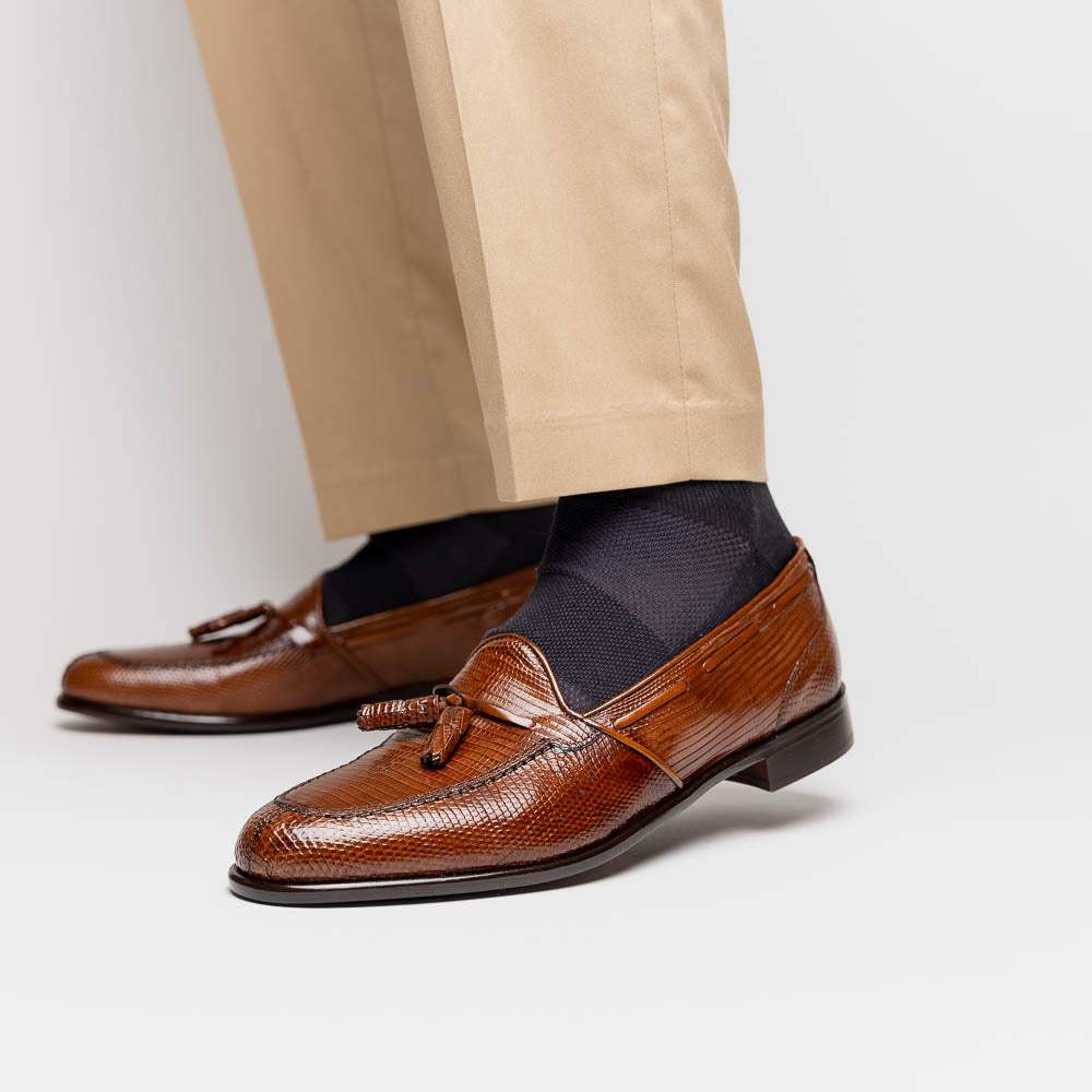 14-580-CGN FRANCO Teju Lizard Tassel Loafer, Cognac - Zelli Italia - Flyclothing LLC
