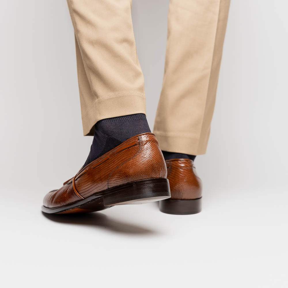 14-580-CGN FRANCO Teju Lizard Tassel Loafer, Cognac - Zelli Italia - Flyclothing LLC
