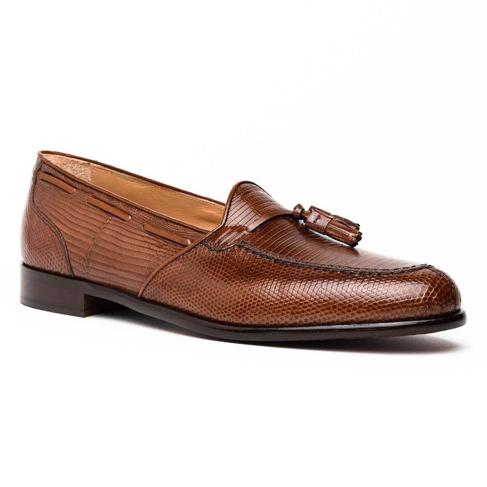 14-580-CGN FRANCO Teju Lizard Tassel Loafer, Cognac - Zelli Italia - Flyclothing LLC