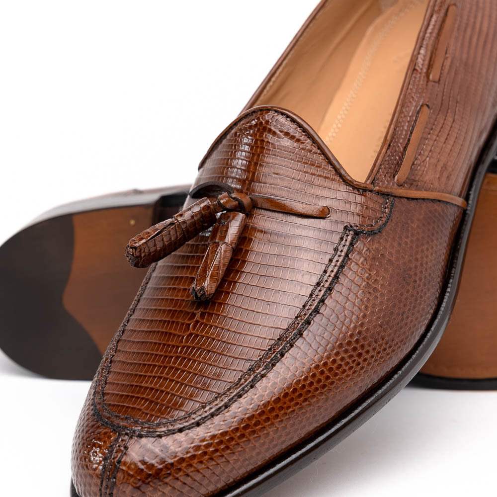 14-580-CGN FRANCO Teju Lizard Tassel Loafer, Cognac - Zelli Italia - Flyclothing LLC