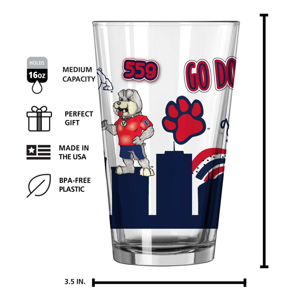 Fresno State 16oz Native Pint Glass - Logo Brands - Flyclothing LLC