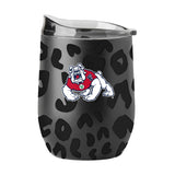 Fresno State Leopard 16oz Black Powdercoat Curved Beverage