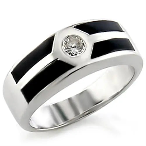 14034 - Rhodium Brass Ring with AAA Grade CZ in Clear - Alamode - Flyclothing LLC