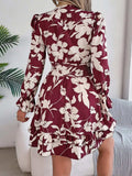 Tied Ruffled Printed Long Sleeve Dress - Trendsi - Flyclothing LLC
