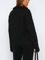 Quarter Zip Long Sleeve Top and Pants Set - Trendsi - Flyclothing LLC
