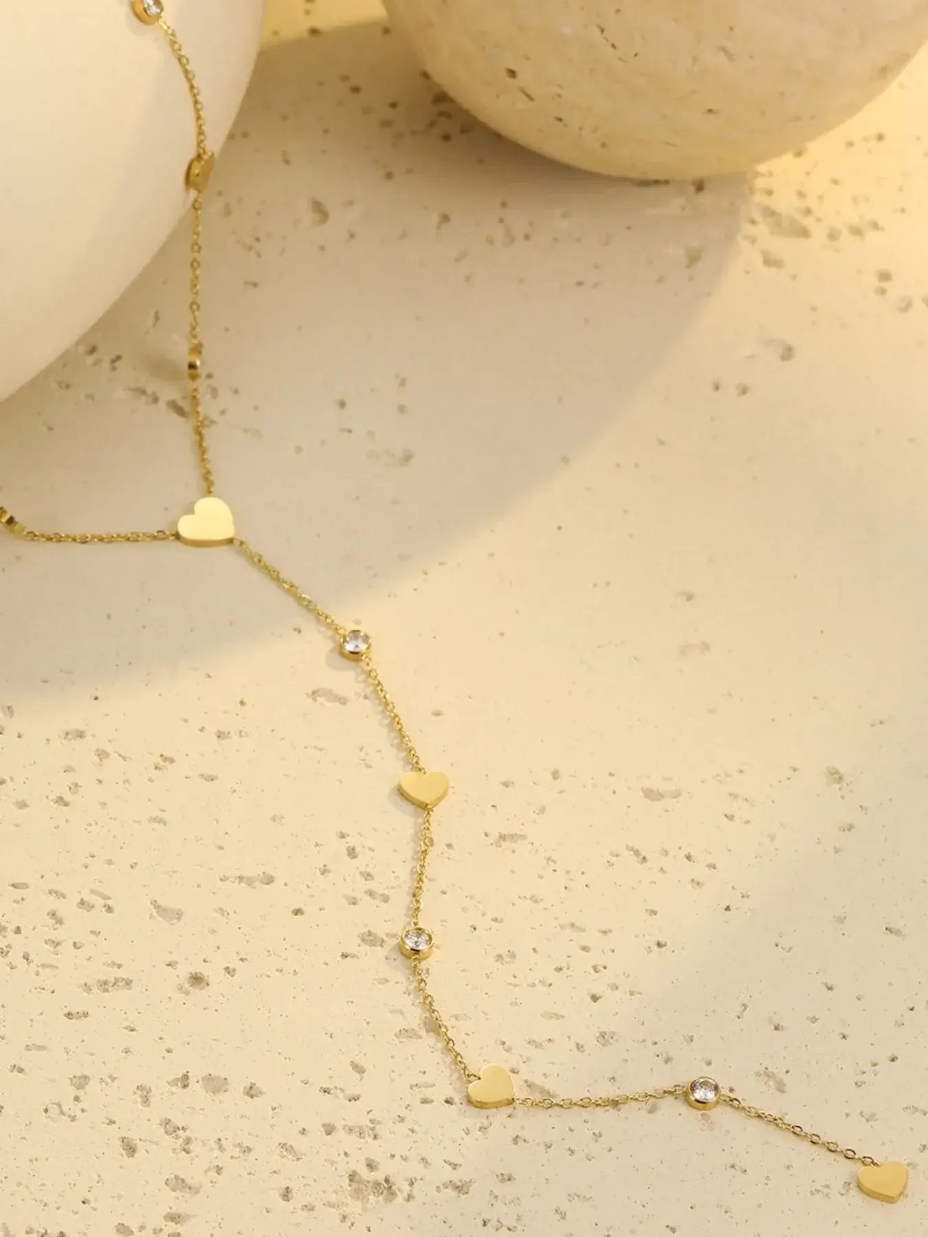 18K Gold-Plated Heart Zircon Necklace - Trendsi - Flyclothing LLC