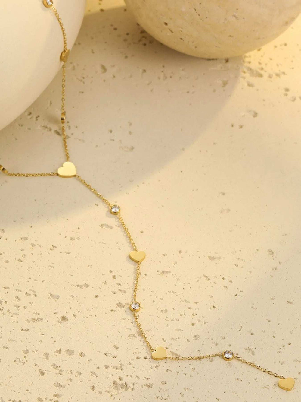 18K Gold-Plated Heart Zircon Necklace - Trendsi - Flyclothing LLC