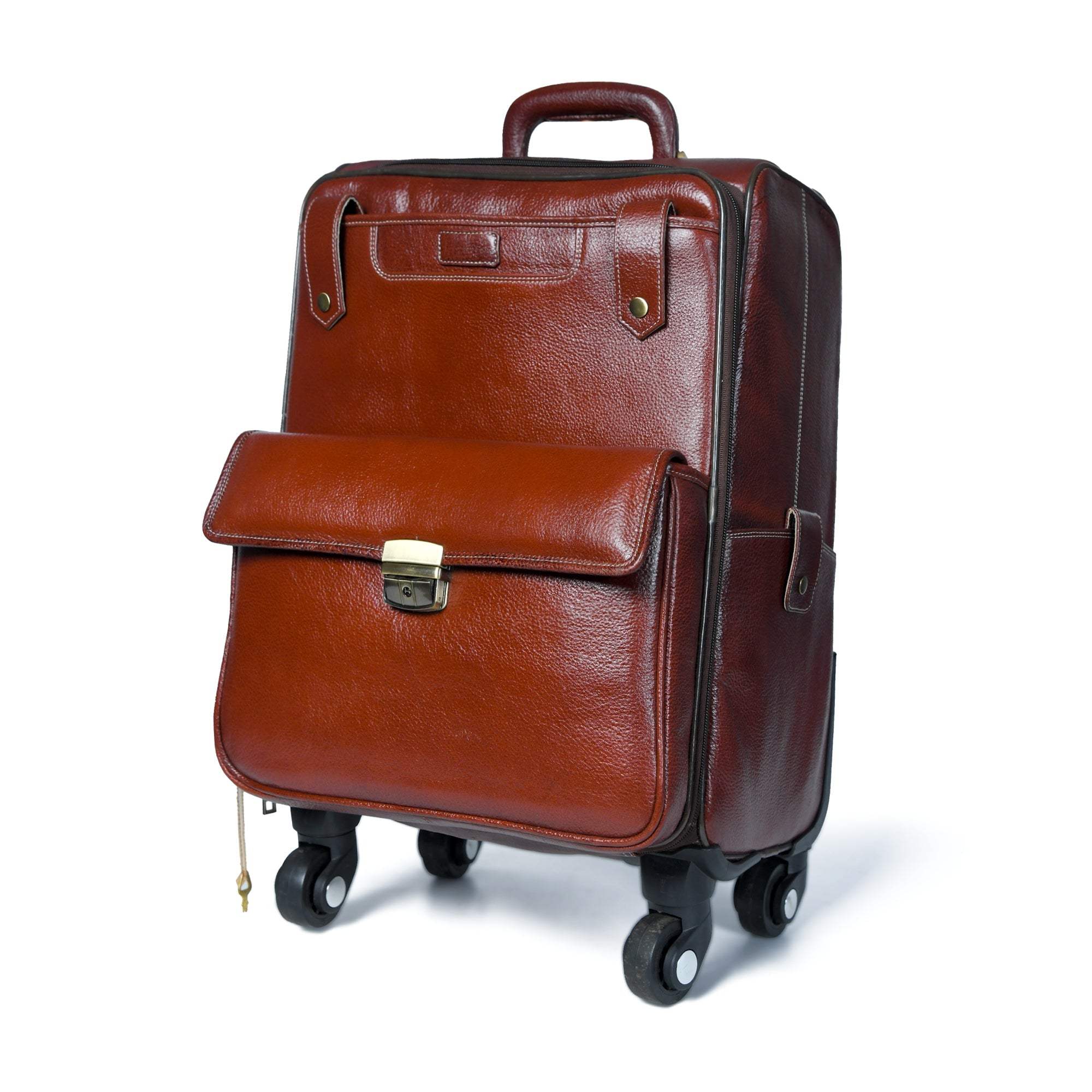 Leather Carry-On Trolly Bag - Classy Leather Bags - Flyclothing LLC