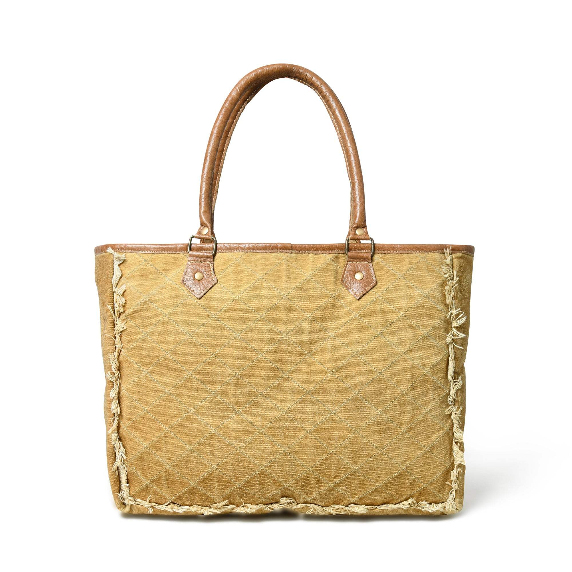 Beige Boho Chic Canvas Bag - Classy Leather Bags - Flyclothing LLC