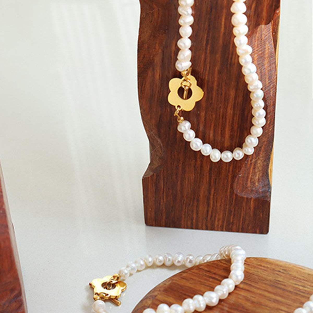 Titanium Steel Pearl Flower Bracelet - Trendsi - Flyclothing LLC