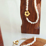 Titanium Steel Pearl Flower Bracelet - Trendsi - Flyclothing LLC