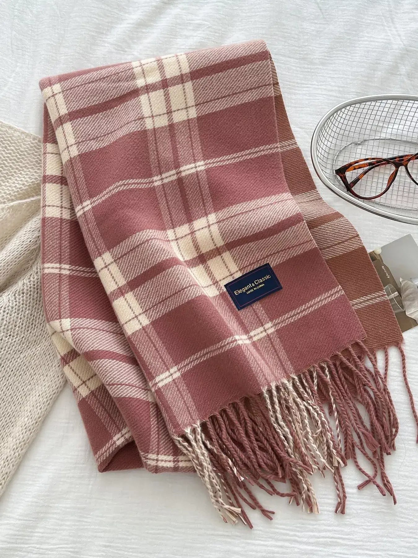 Classic Fringe Plaid Scarf - Trendsi - Flyclothing LLC