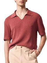 Men's Plus Size Johnny Collar Half Sleeve Knit Polo - Trendsi - Flyclothing LLC