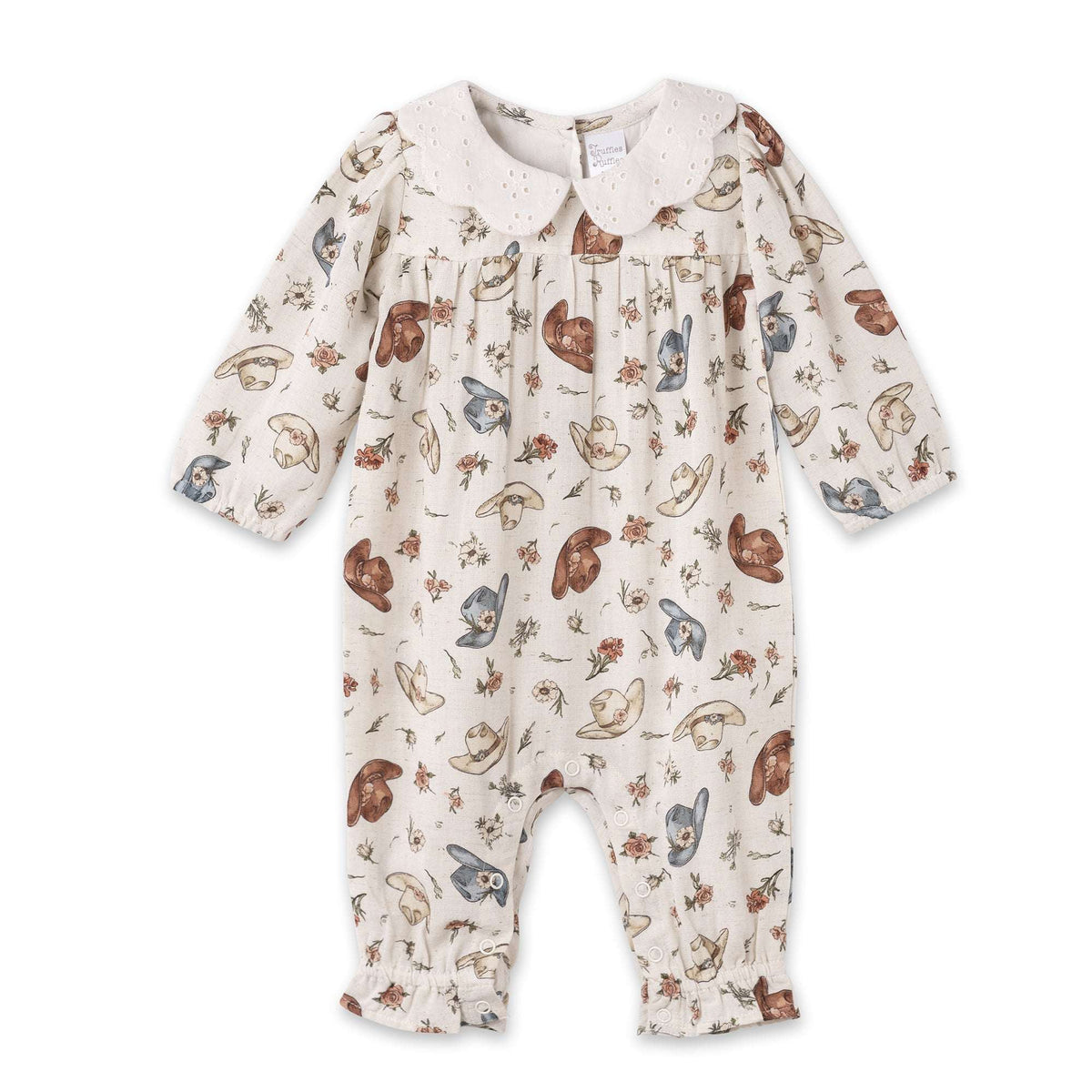 Larkspur Prairie Linen Western Romper With Eyelet Collar - Tesa Babe - Flyclothing LLC