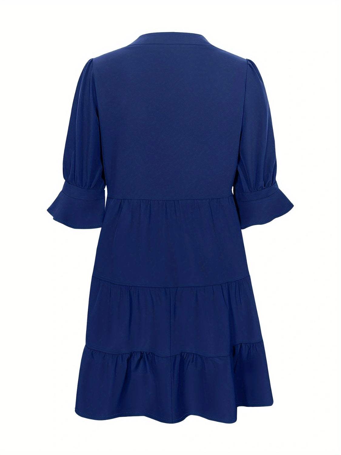 Tiered Notched Half Sleeve Dress - Trendsi - Flyclothing LLC