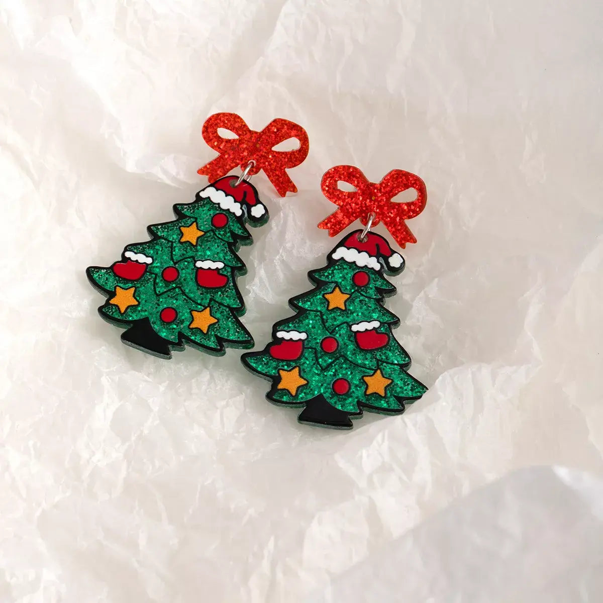 Acrylic Christmas Tree Drop Earrings - Trendsi - Flyclothing LLC