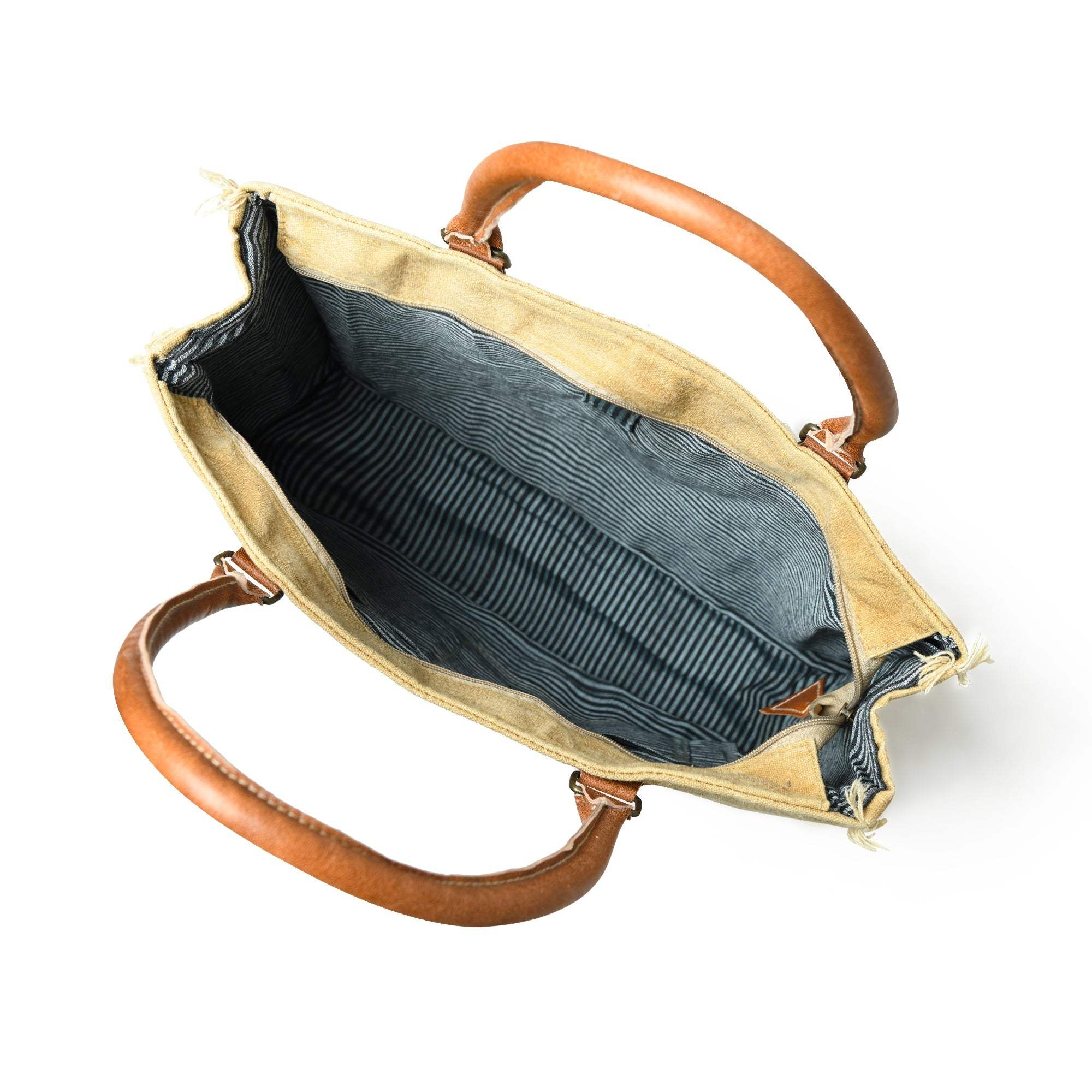 Beige Boho Chic Canvas Bag - Classy Leather Bags - Flyclothing LLC