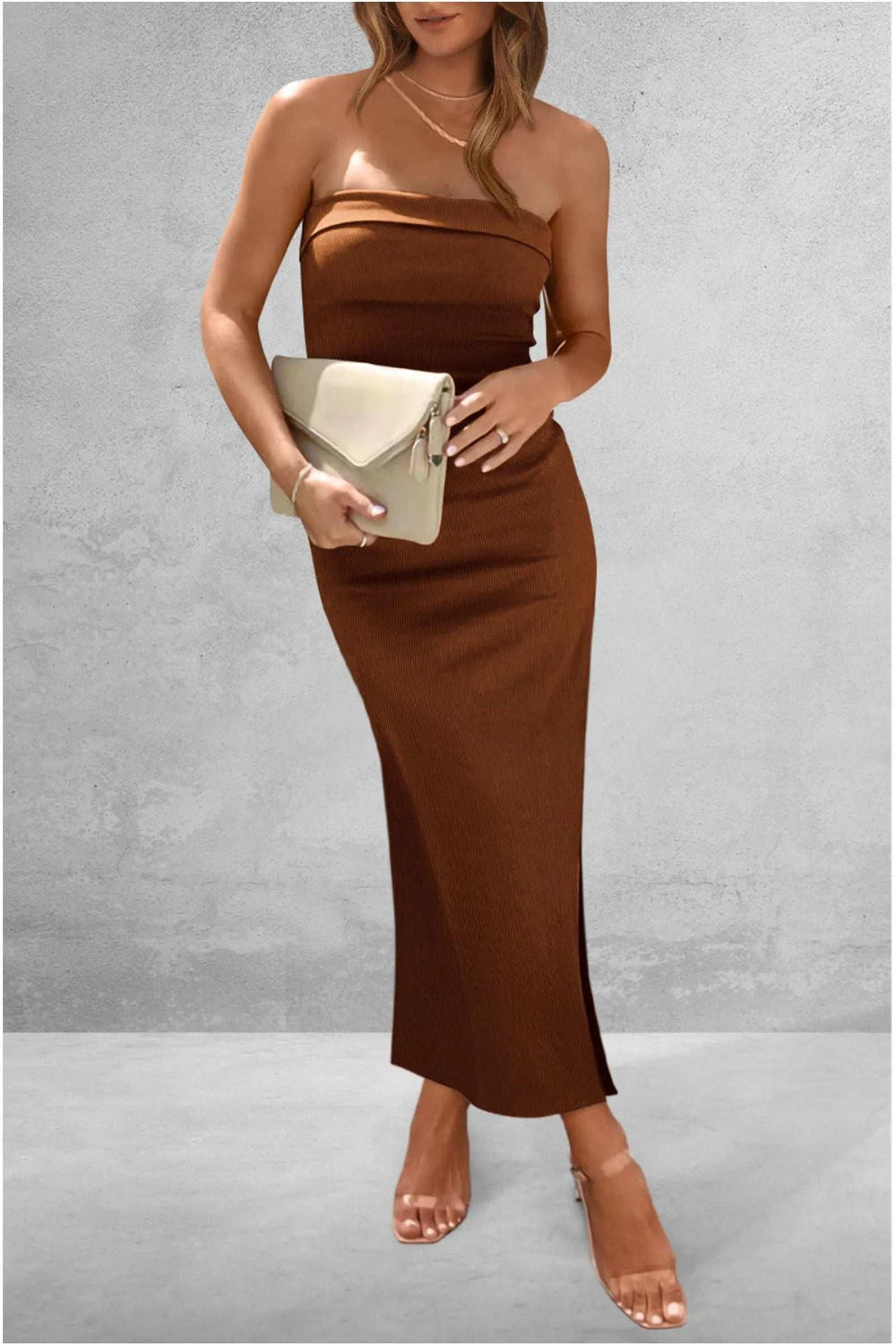 Slit Tube Midi Dress - Trendsi - Flyclothing LLC