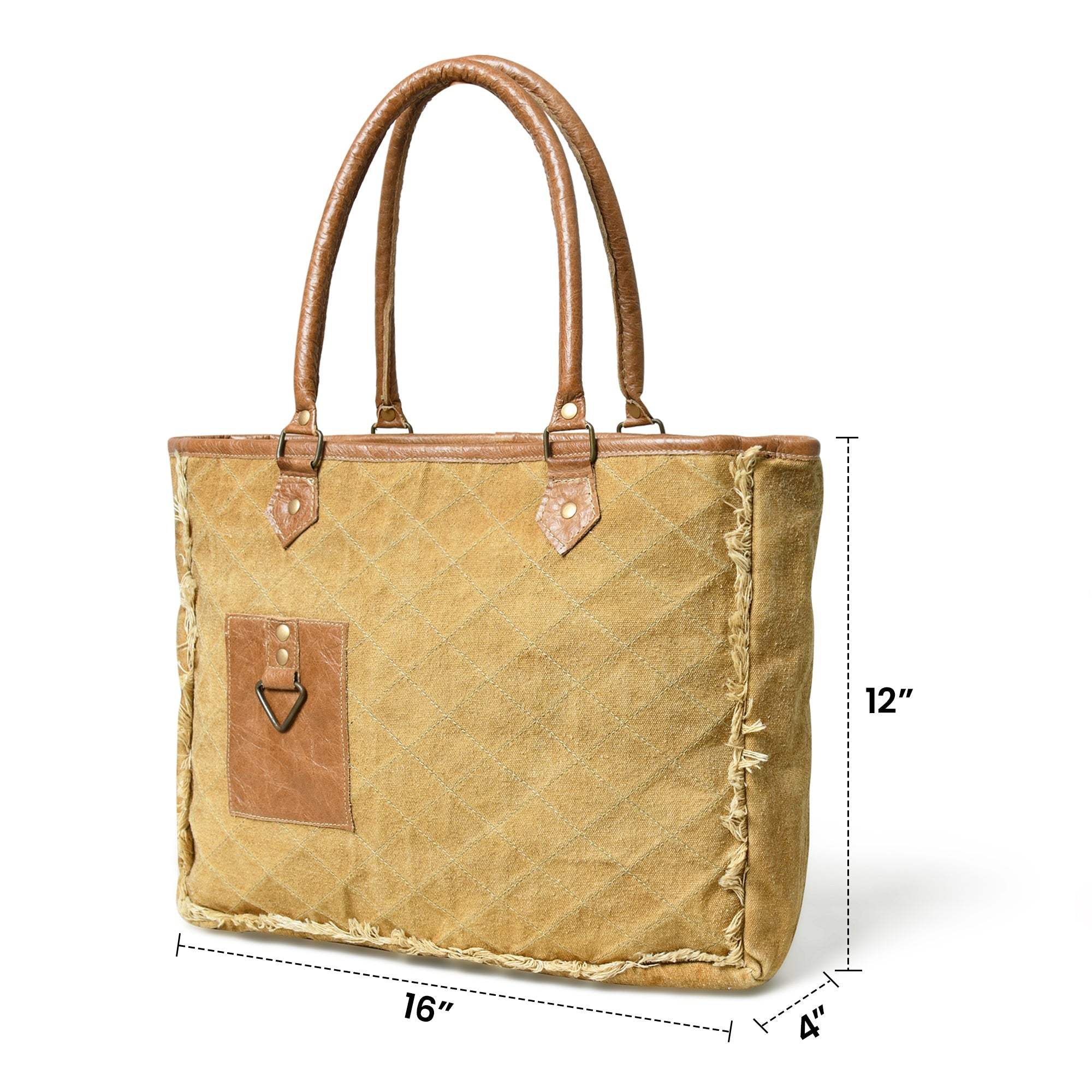 Beige Boho Chic Canvas Bag - Classy Leather Bags - Flyclothing LLC