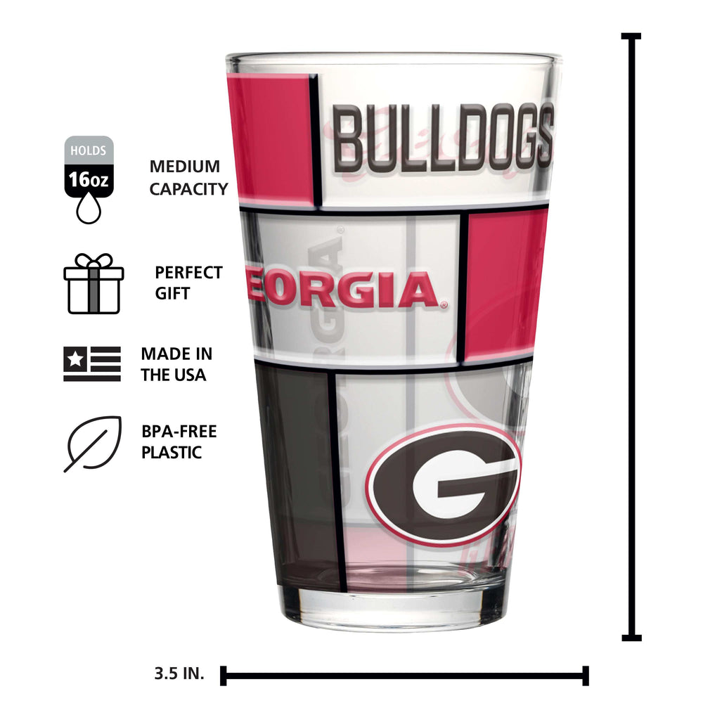 Georgia 16oz Quilted Stained Pint Glass - Logo Brands - Flyclothing LLC