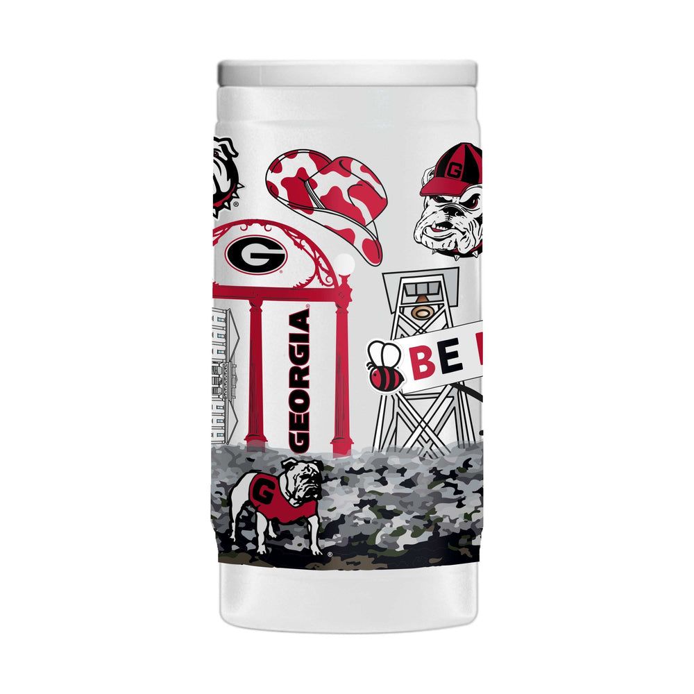 Georgia 12oz Native Powder Coat Slim Can Coolie - Logo Brands - Flyclothing LLC
