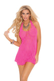 Elegant Memories Neon Pink Halter Bow Lace Mini Dress 1422