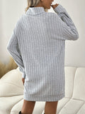 Turtleneck Dropped Shoulder Long Sleeve Mini Dress - Trendsi