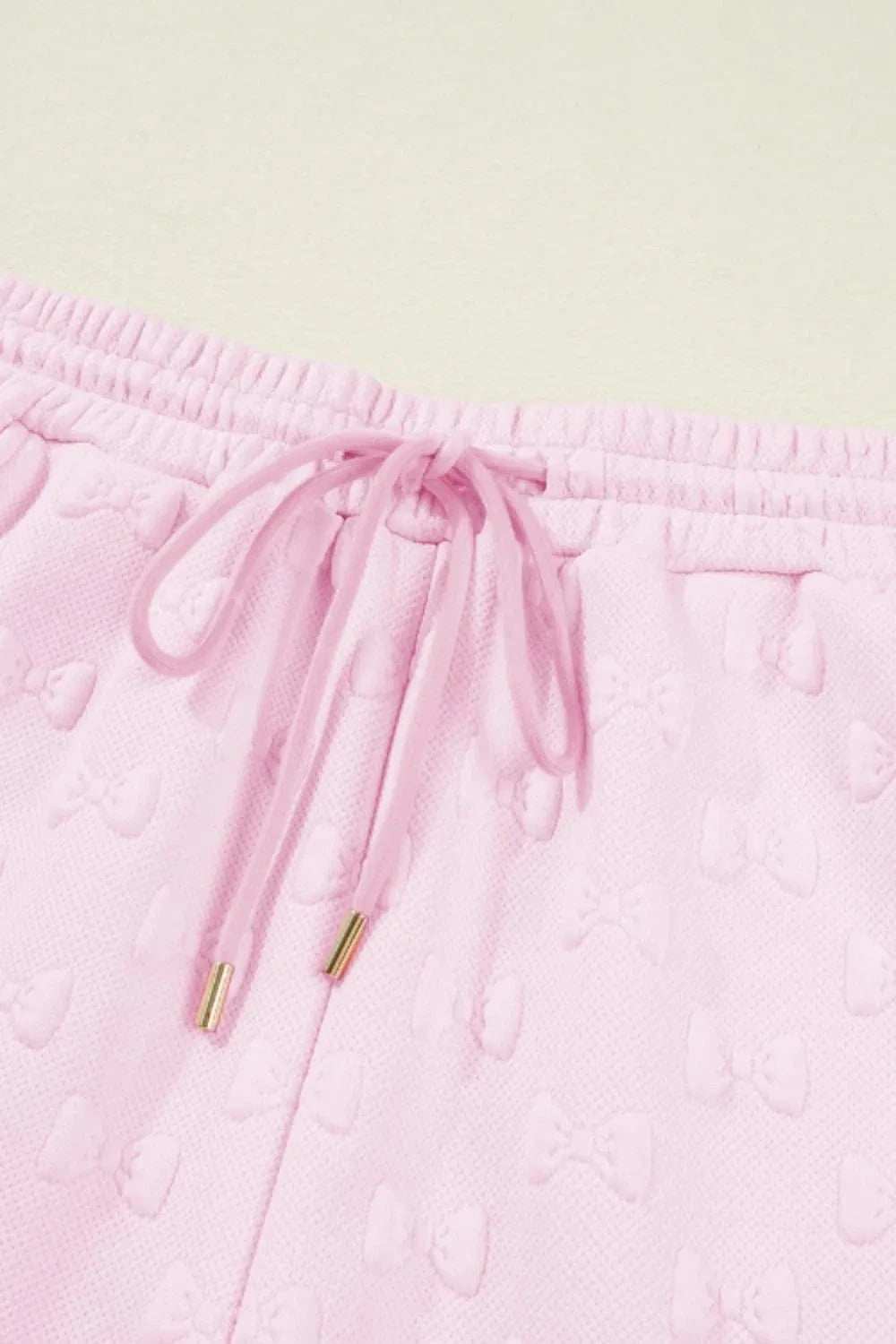 Bow Jacquard Ruffle Cap Sleeve Top and Shorts Set - Trendsi - Flyclothing LLC