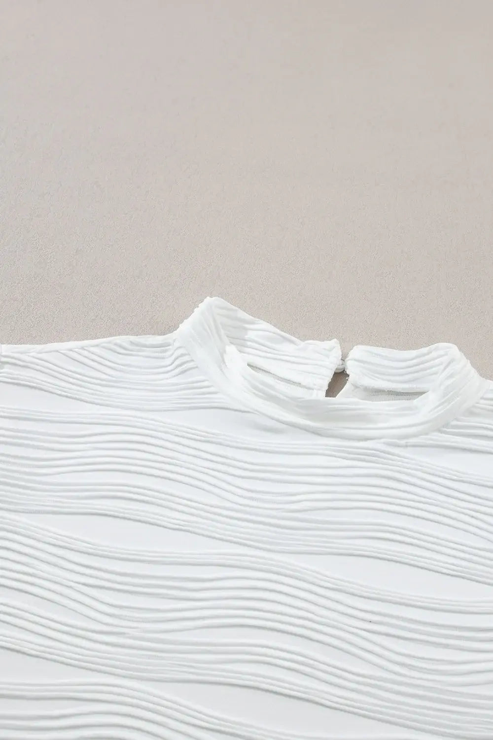 Textured Mock Neck Cap Sleeve Top - Trendsi - Flyclothing LLC