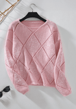 Openwork Sequin Round Neck Long Sleeve Sweater - Trendsi - Flyclothing LLC