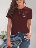 Smile Graphic Round Neck Short Sleeve T-Shirt - Trendsi - Flyclothing LLC