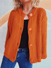 Button Up Long Sleeve Cardigan - Trendsi