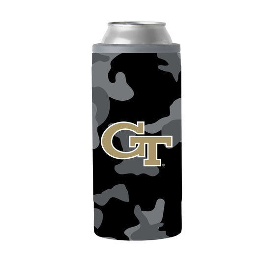 GA Tech Black Camo 12oz Slim Can Coolie - Logo Brands - Flyclothing LLC