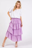 Mittoshop Chiffon Ruffle Layer Elastic Waist Midi Skirt - Trendsi