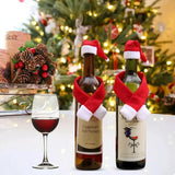 2 Piece Christmas Wine Bottle Santa Hat & Scarf Decorative Covers - Trendsi - Flyclothing LLC