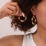 Titanium Steel Twisted Earrings - Trendsi - Flyclothing LLC