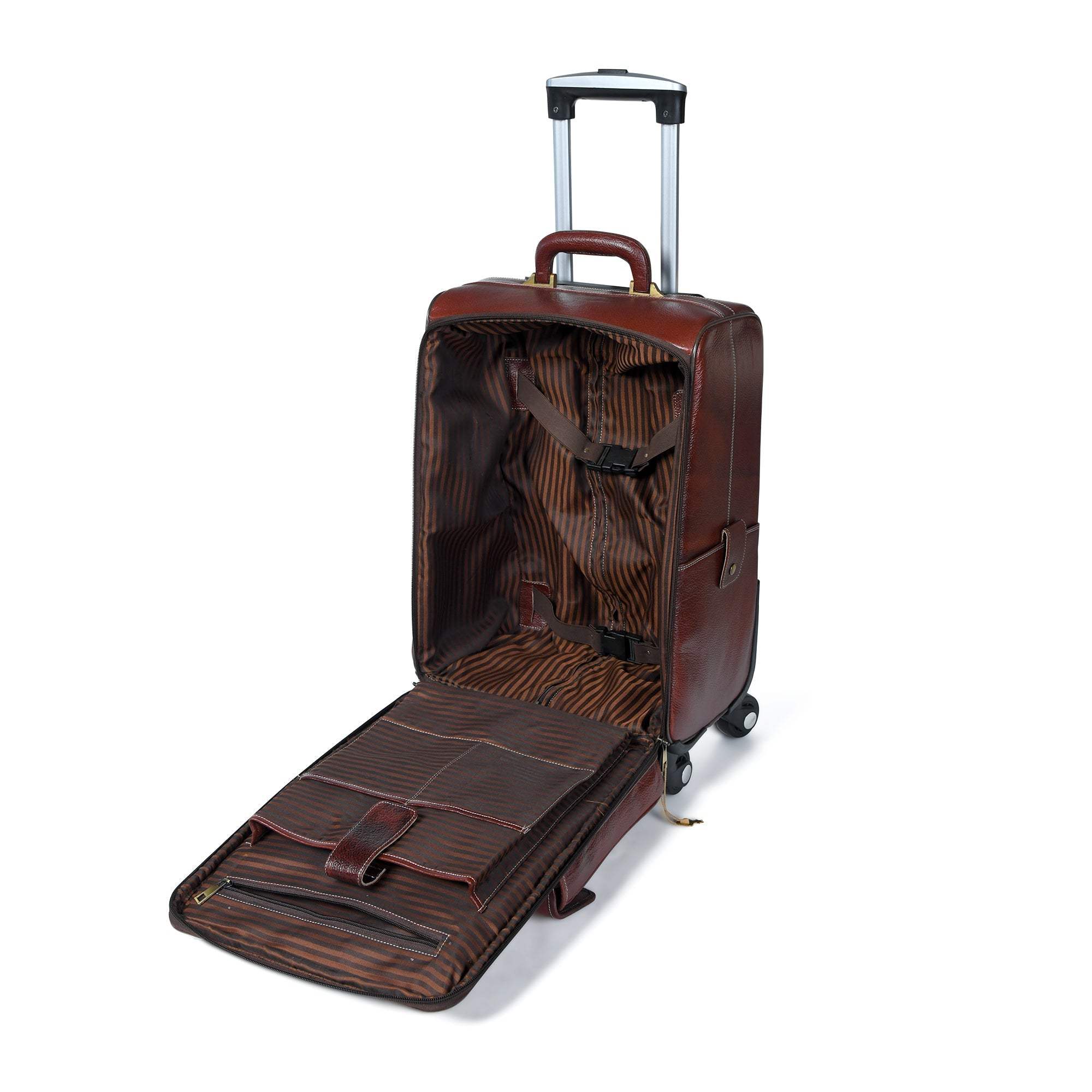 Leather Carry-On Trolly Bag - Classy Leather Bags - Flyclothing LLC