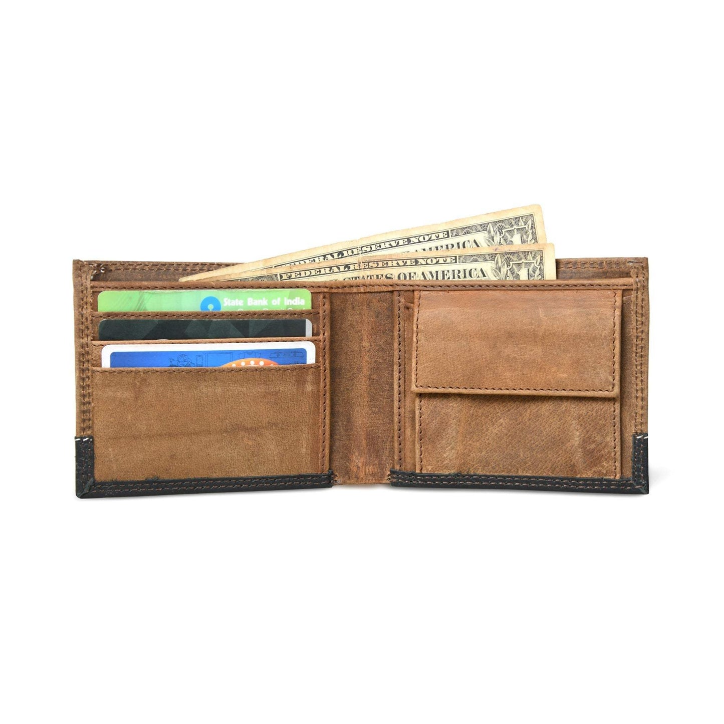 Contrast Bifold Men's Wallet - Classy Leather Bags - Flyclothing LLC