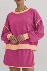 Contrast Trim Round Neck Top and Skort Set - Trendsi - Flyclothing LLC