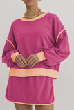 Contrast Trim Round Neck Top and Skort Set - Trendsi - Flyclothing LLC