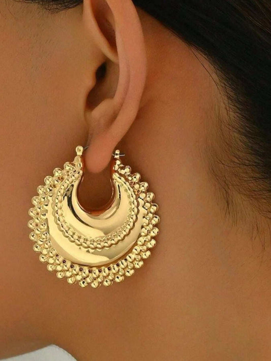 18K Gold-Plated Stainless Steel Hoop Earrings - Trendsi - Flyclothing LLC