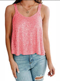 Sequin Scoop Neck Tank - Trendsi - Flyclothing LLC