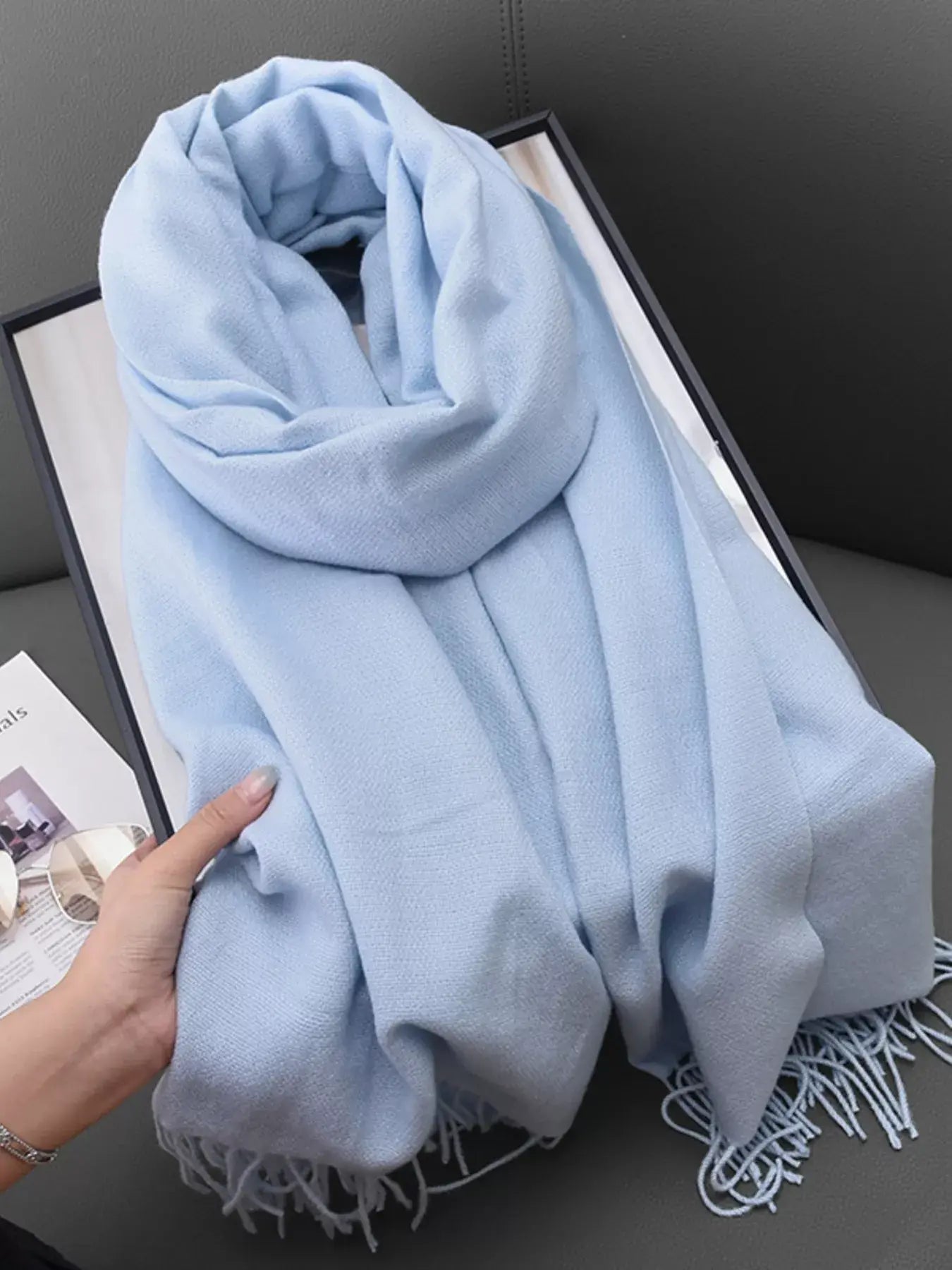 Solid Color Fringe Scarf - Trendsi - Flyclothing LLC