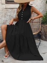 Notched Sleeveless Maxi Tank Dress - Trendsi - Flyclothing LLC