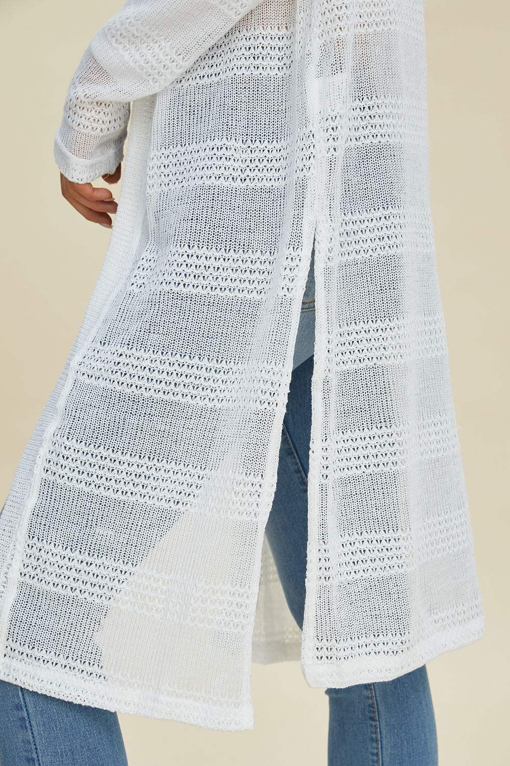 Double Take Full Size Open Front Longline Cardigan - Trendsi - Flyclothing LLC